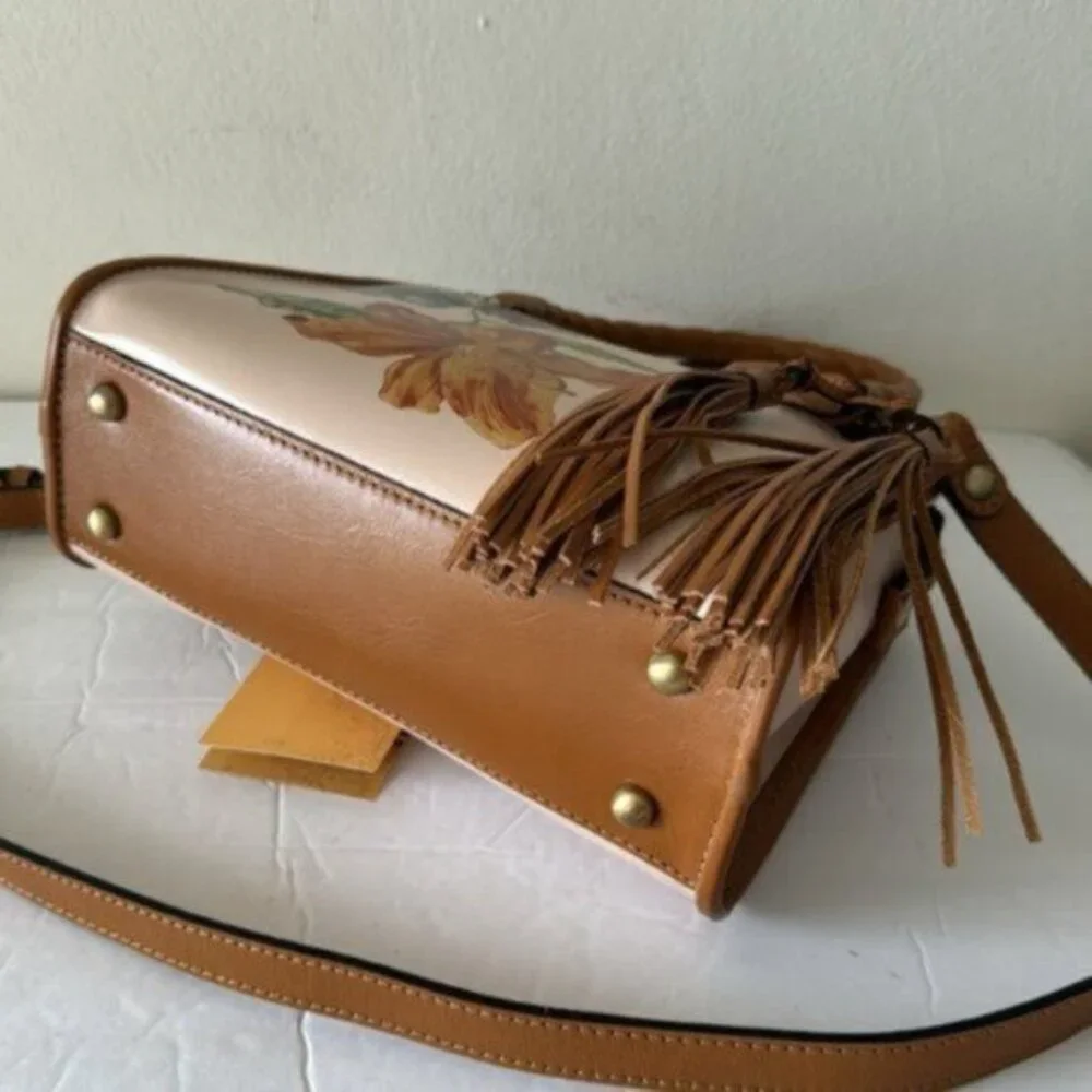 Patricia Nash Bag Paris SatchelParisian Floral Spot Print Cream w Tassel